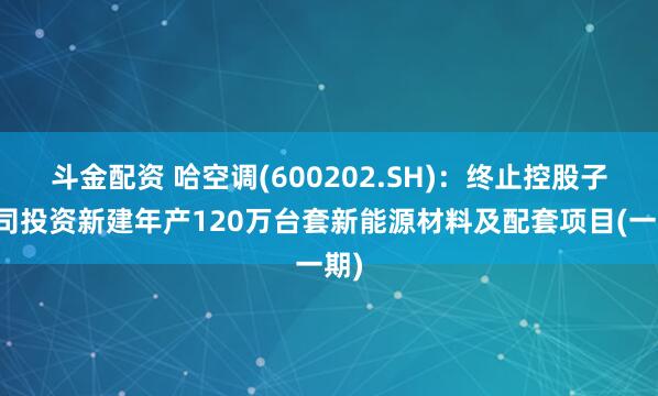 斗金配资 哈空调(600202.SH)：终止控股子公司投资新建年产120万台套新能源材料及配套项目(一期)